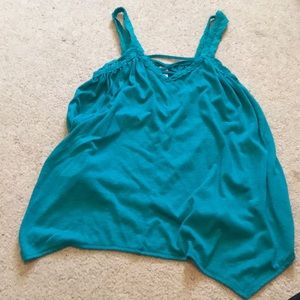 Blue green flowy tank